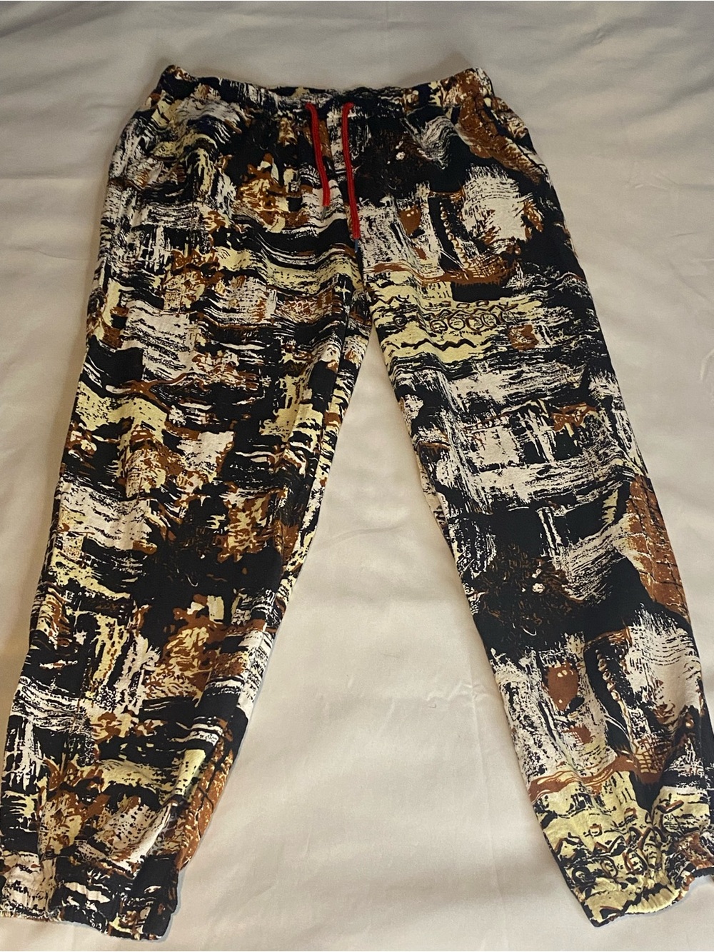 Mens Casual Jogger Pants By LVCBL Size L, Multicolor Brushstroke Print New